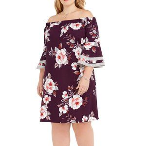 🌹 Love Squared Trendy Plus Size Off-The-Shoulder Floral Dress